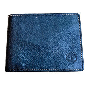 Timberland black pebbled leather wallet bifold for cards cash ID sleeve